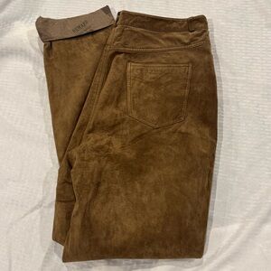 Vintage Scully Brown Suede Western Pants Lined Wanted Posters Horse Button 16